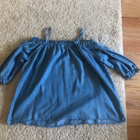 Chambray off the shoulder shirt with straps - Picture 1 of 1